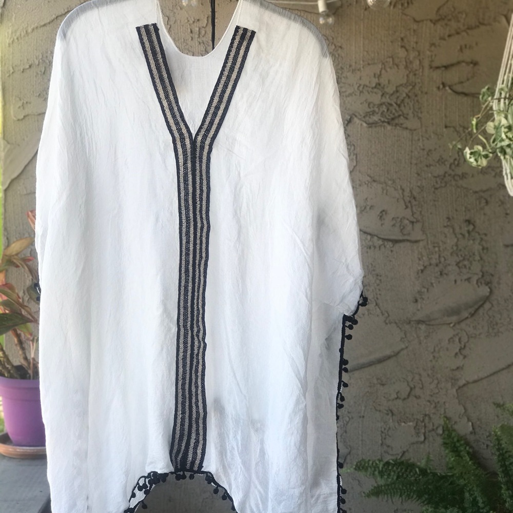White and black swim coverup